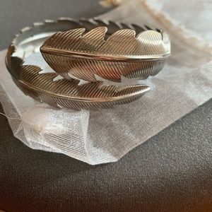 Metal Feather Bangle Bracelet